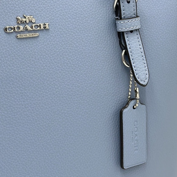 Coach 1671 Mollie Tote Leather Shoulder Bag Marble Blue color - Picture 8 of 15